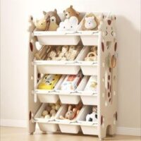 Giraffe Storage Shelf with Tilted Bins & Book Display