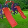 Double Slide & Swing Set with Basketball Hoop