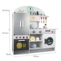 Wooden Kitchen Play Set with Fridge & Sink
