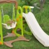 Green Slide & Swing Set with Basketball Hoop
