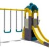 Playground Slide with Double Swing Set for Kids