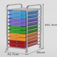 10-Drawer Metal Trolley with Wheels & Trays