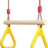 Wooden Trapeze Swing Bar with Gym Rings for Kids