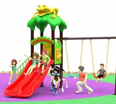 Poolside Playground Set with Twin Slides & Canopy