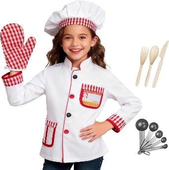 Kids Chef Costume Set with Jacket, Hat & Accessories
