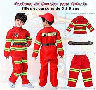 Fireman Costume Set for Kids Role Play Dress Up